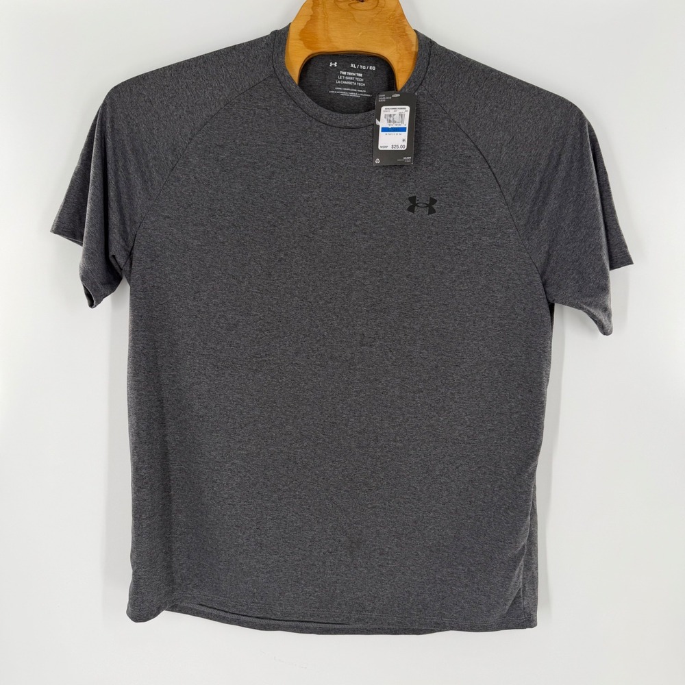 Under Armour Mens Tech Tee Short Sleeve Shirt Charcoal Gray Heather XL NEW